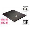 Extra flache duschwanne Schwarz RAL 9005 + Ventil